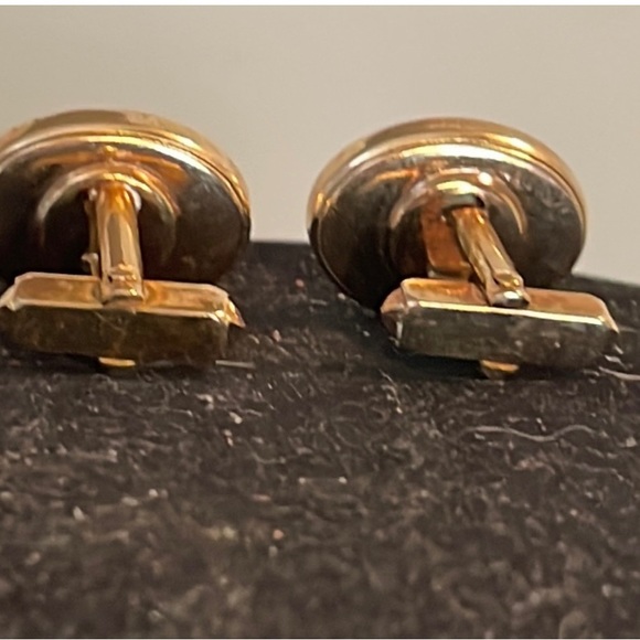 1940s-vintage signed Anson oval shaped gold plated retriever/spaniel cuff links - Picture 12 of 15